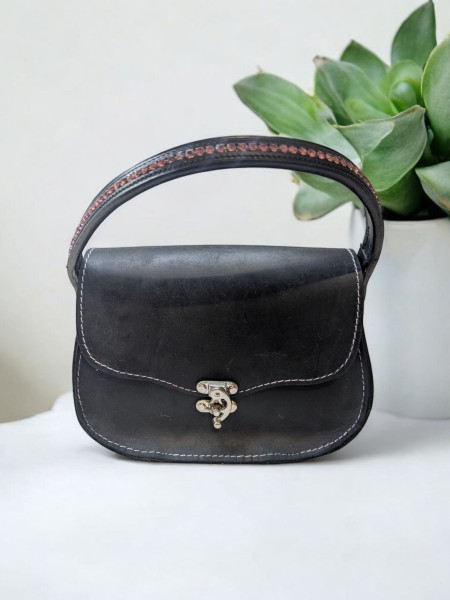 Leather Bag With Recycled Equestrian Crystal Browband